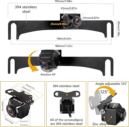 Miniatura 6 de NATIKA Cámara de retrocesovisión frontal sin afecto distorsionado Starlight Visión nocturna HD impermeable 720P AHD y TVI enganche de copia de