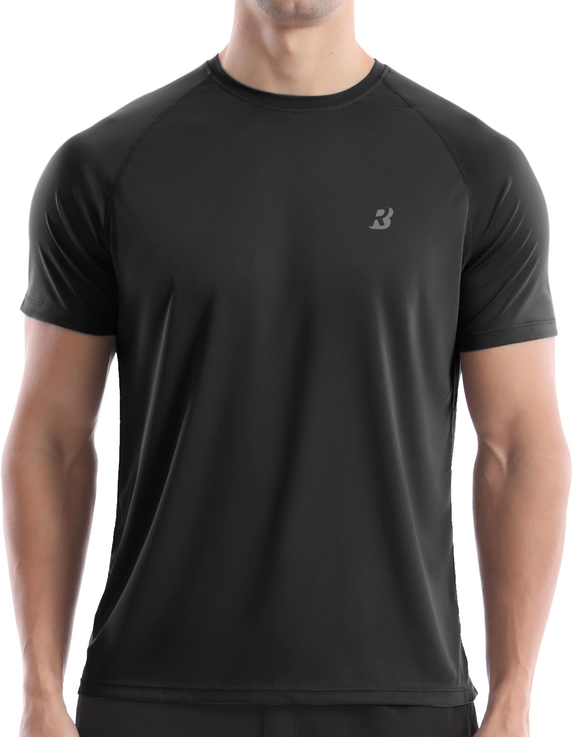 Men's Rash Guard Short Sleeve, UPF 50+ UV Swim Shirt Quick Dry Lightweight Tee for Diving Surfing Pool
