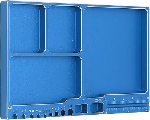 Miniatura 7 de Dilwe Bandeja de tornillos magnética de aleación de aluminio RC con almohadilla para reparación de juguetes modelo RC, kit de reparación electrónico