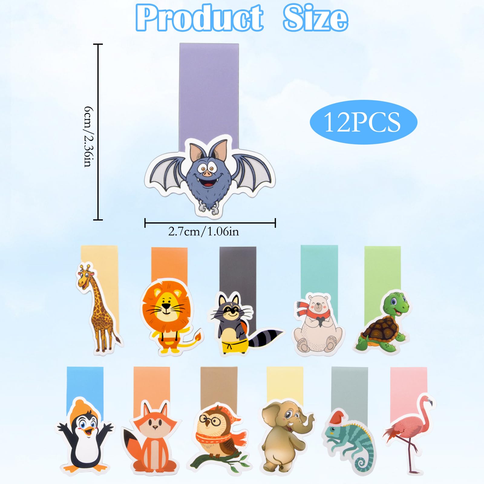 15 Segnalibri Magnetici Animali RISVOWO - Bifacciali, Colorati, Per Bambini E Lettura - Regalo Compleanno/Scuola - Foto 3