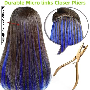 Micro Links Hair Extensions Tools Kit, Hair Extension Loop Needle Pulling Hook Tool Bead Device Tool Kits, Hair Extension Pliers for Beads, Micro Link Tools for Hair Extensions Styling