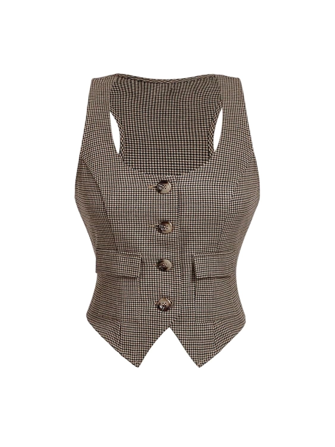 SweatyRocks Womens Vest Top 2025 Button Up Plaid Vest Sleeveless Crop Blazer