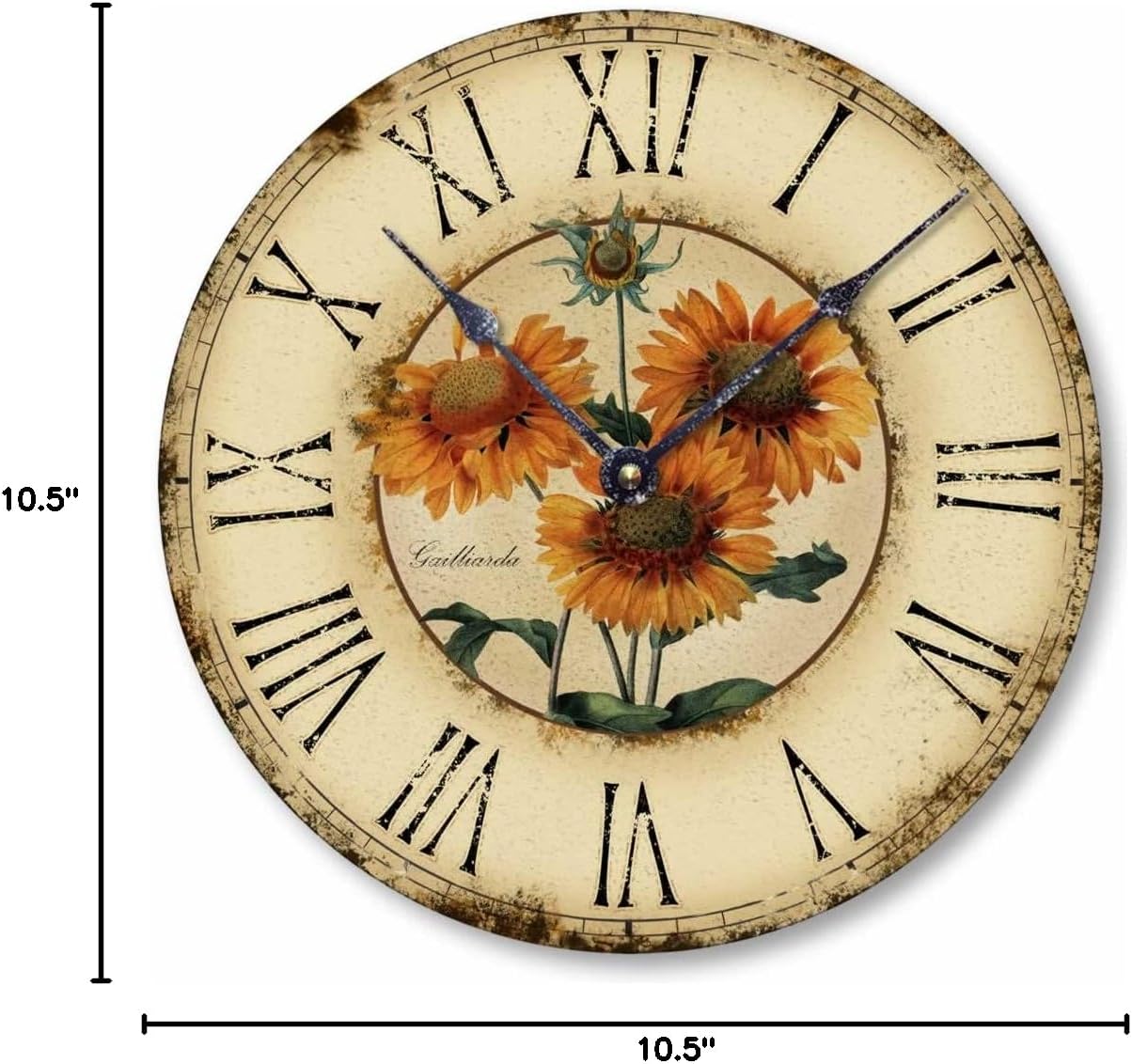 Item C1120 Vintage Style 10.5 Inch French Floral Wall Clock