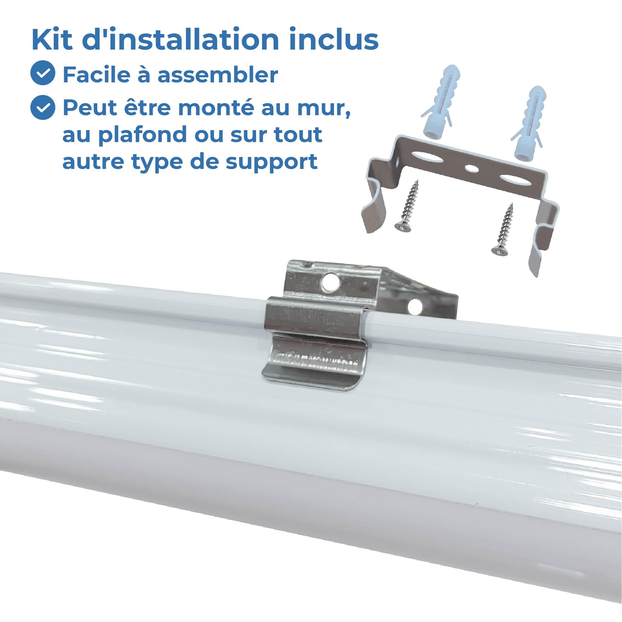 Europalamp - 5 LED-Unterbauleuchte, 150 cm, IP65, wasserdicht, 90 W, 9000 Lumen, 6000 K, kalt, für Keller, Garage und Lager, wasserdichte LED-Lampe
