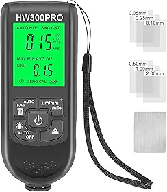 0-2000UM Medidor de espessura LCD digital de alta precisão Medidor de espessura de filme automotivo Tinta de carro Testador de espessura Três modos de sonda Três unidades comutação com função d