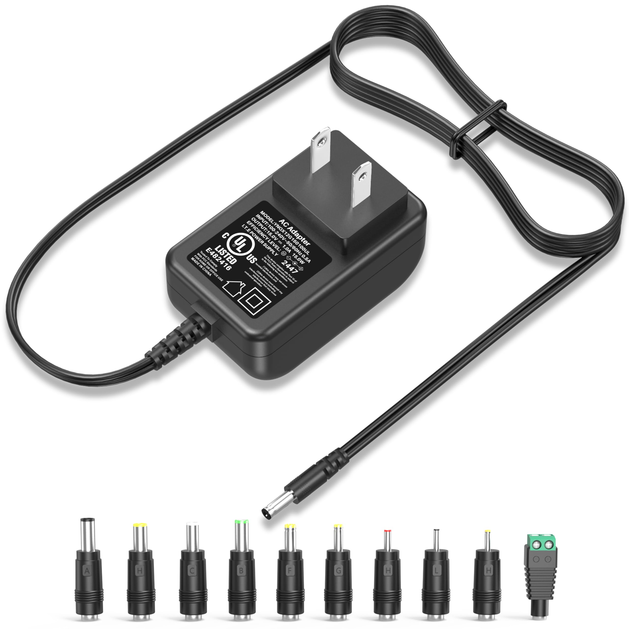 Amazon.com: PERFEIDY UL Listed 15V 1A 0.8A 0.5A Charger AC Adapter