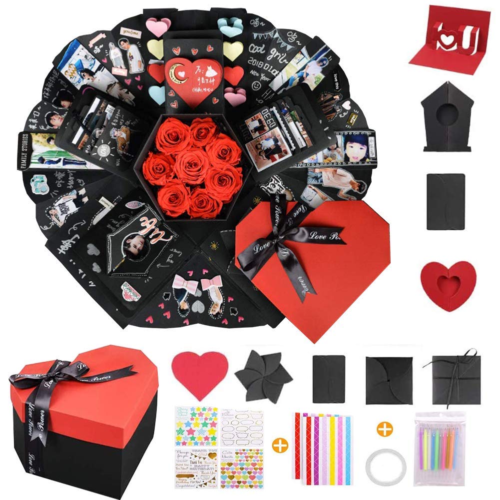 Koogel Explosion Box Set, HeartShaped Explosion Gift Box DIY Handmade
