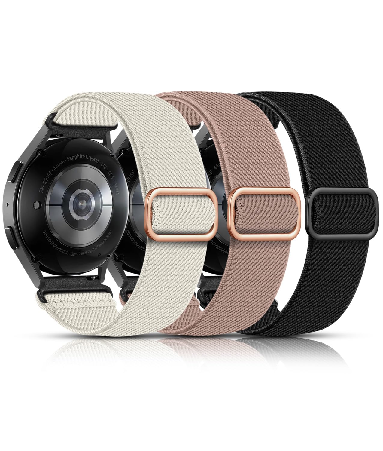 Lerobo Elastic Bands Compatible with Samsung Galaxy Watch 7 6 5 4 40mm 44mm/for Galaxy Watch 6 4 Classic Band 42mm 46mm 43mm 47mm/Watch 5 Pro Band 45mm/Active 2,3 Pack 20mm Adjustable Nylon Sport Band