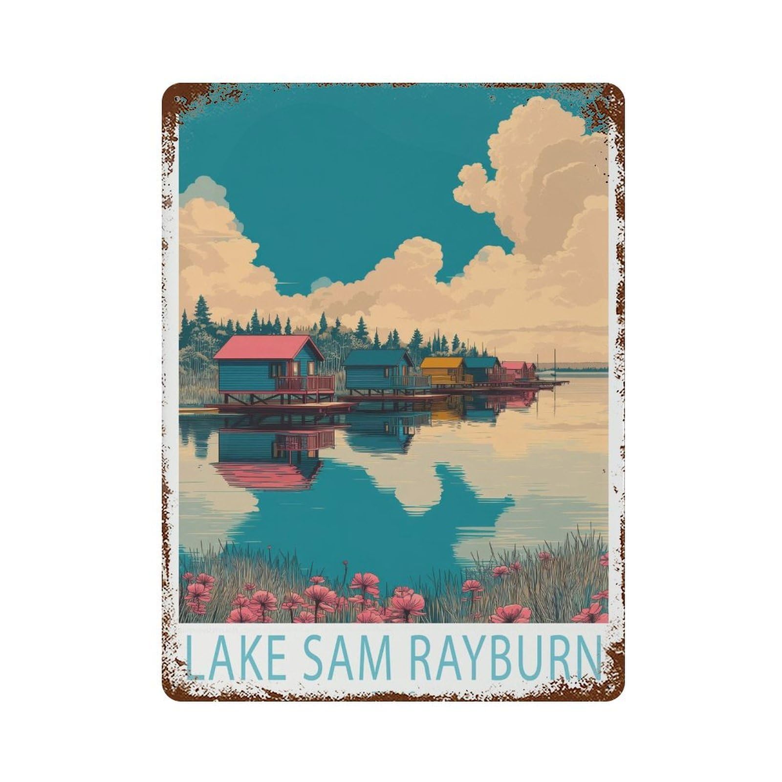 xiaoxiaoshen Lake Sam Rayburn Texas Travel Nature Wall Decor Art Metal Tin Poster Modern Home Decor Art Home Bar Shop Decorations Vintage Sign 40x30cm