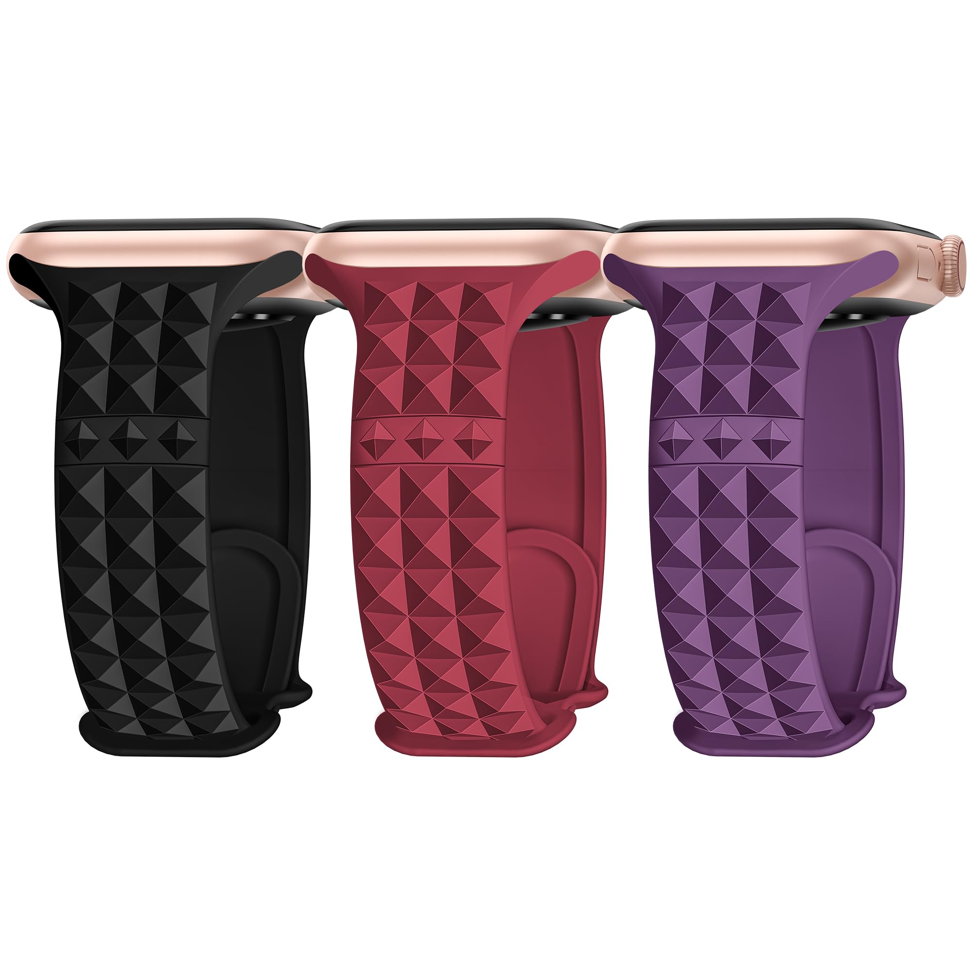 3 Pack Designer Straps Compatible With Apple Watch Band 38mm 40mm 41mm 42mm 44mm 45mm 46mm 49mm, Soft Silicone Band Compatible With iWatch Apple Watch Ultra 2/Series 10 9 8 7 6 5 4 3 2 1/SE/Ultra