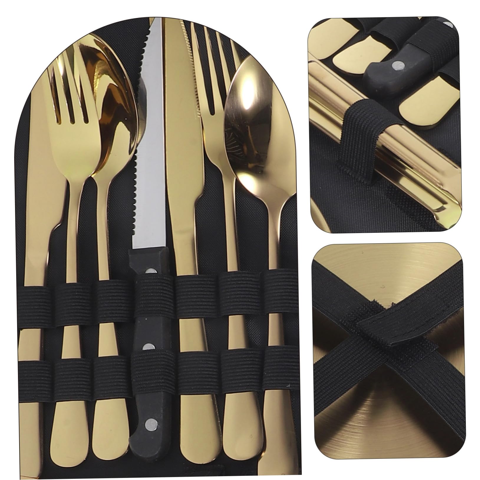 Edelstahlbesteckset mit Servierlöffel und Suppenlöffel Klappbesteck aus Edelstahl für Campinggeschirr und Outdoor-besteck Inklusive Tragetasche für Camping und Picknicks