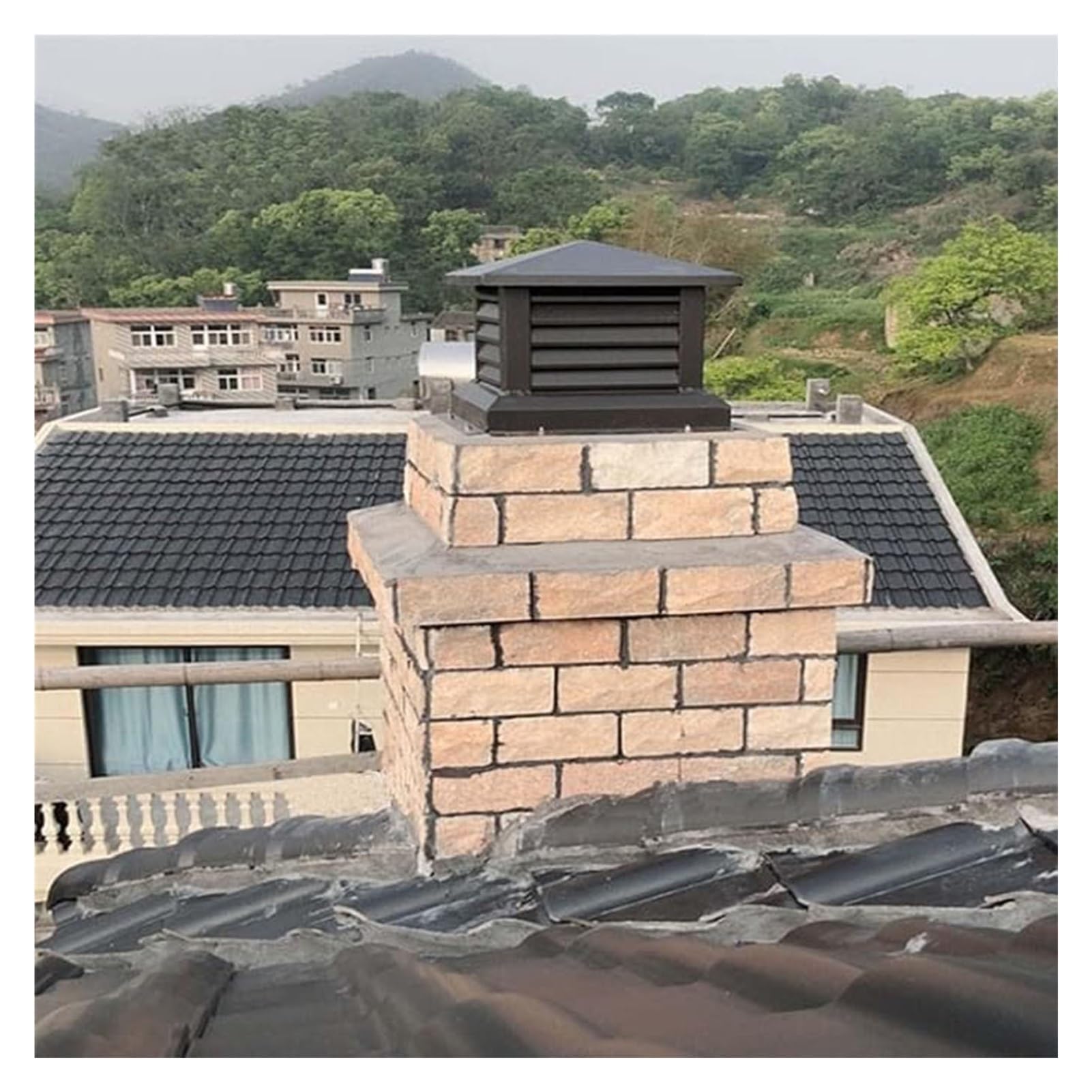 BHFLJSAQ Chimney Rain Caps,Aluminum Square Rain Louver Cap for Roof Ventilation - Durable 19.69"x19.69" Chimney Cowl Drain Cap - Heavy-Duty Weatherproof Chimney Cover, Ideal for Roof and Vent Protec