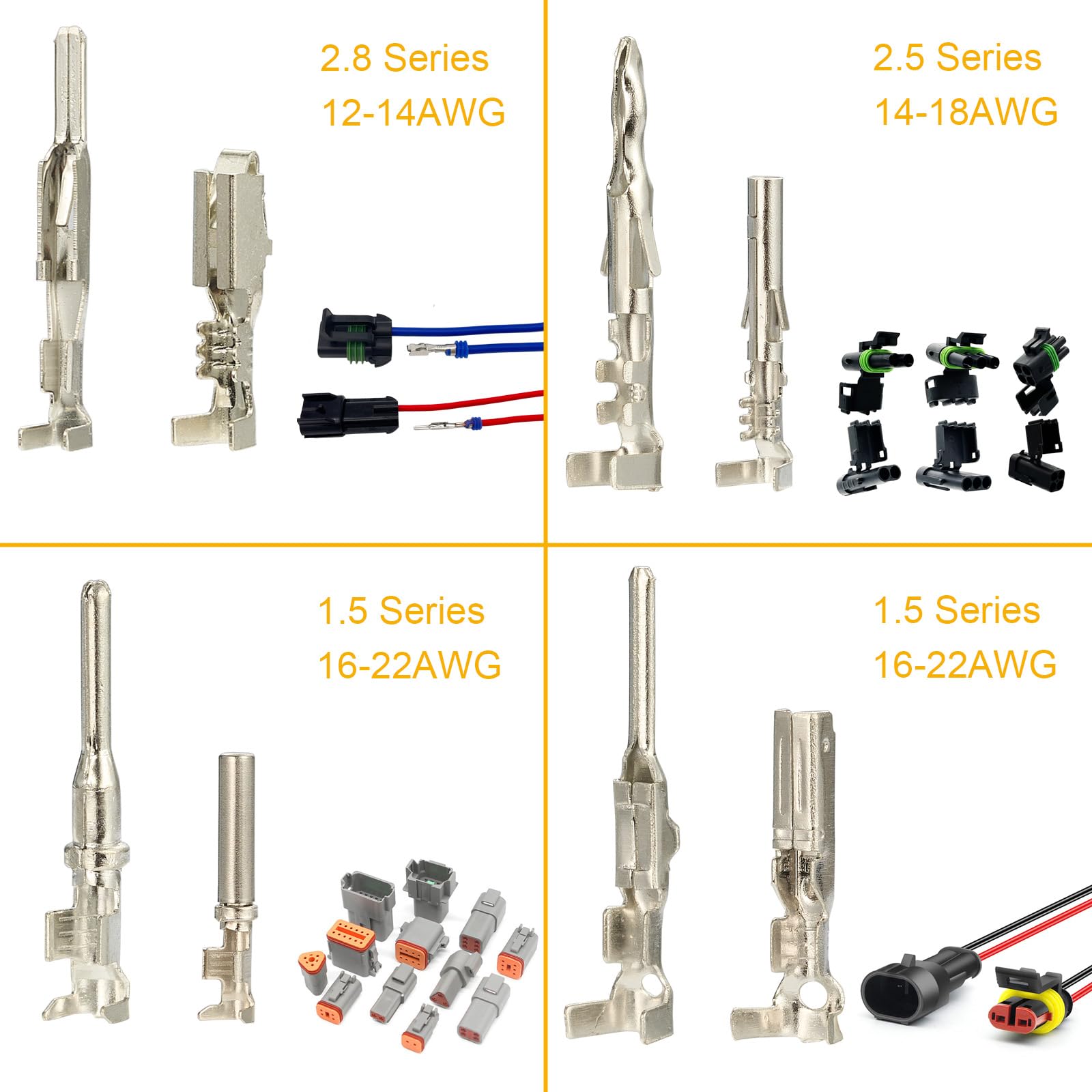 Kit de 859 conectores eléctricos automotrices de 1,5/1,8/2,5/2,8 mm, conectores de alambre, clavijas macho hembra con sellos de alambre, herramienta de extracción de terminales y pinzas para