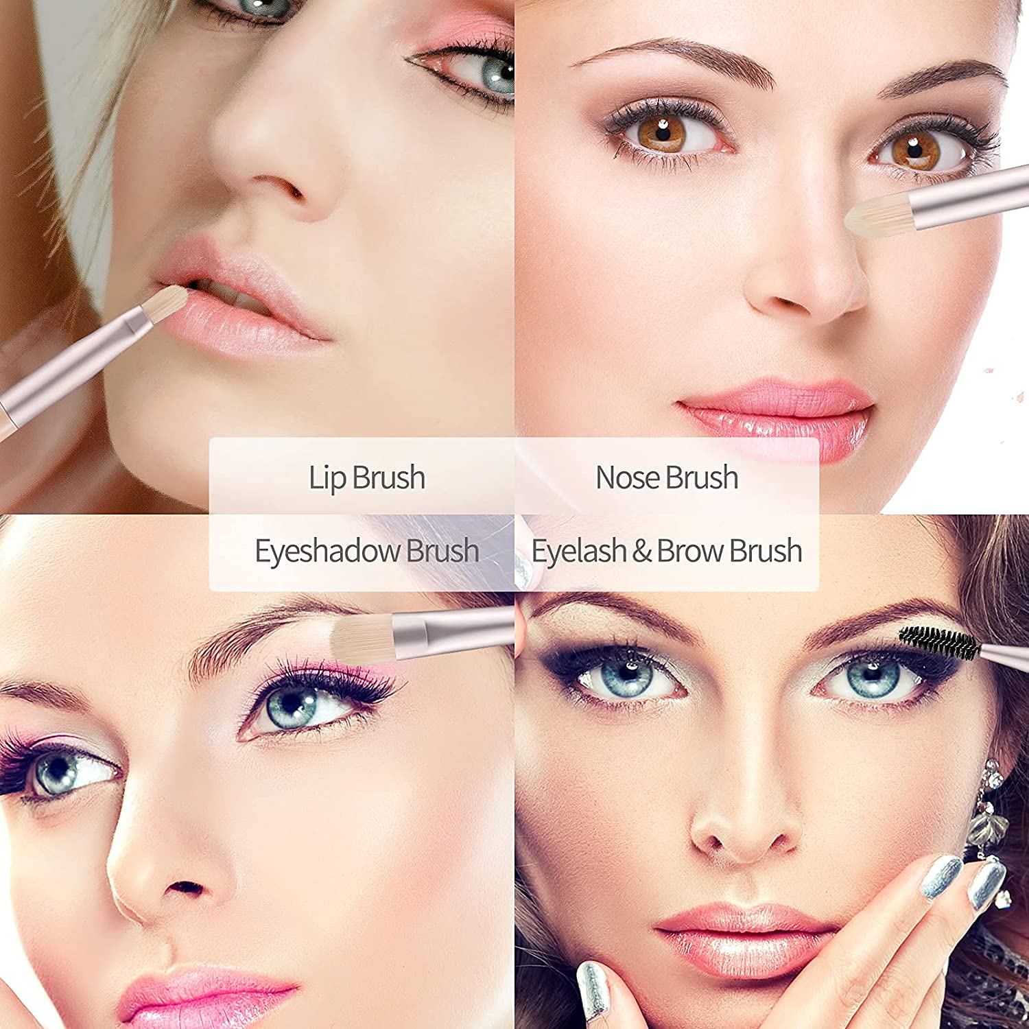 Pinceaux de Maquillage Yeux, Set 8 Pièces avec Fond de Teint, Nettoyant, Blush et Teint Fluide Professionnel (Abricot)
