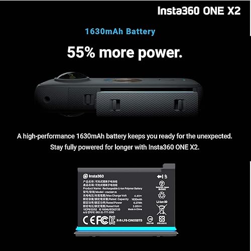 Miniatura 6 de Insta360 Cámara ONE X2 360 con pantalla táctil, video 5.7K30 360, modo de cámara frontal constante, foto 360 de 18 MP + InstaPano  El paquete