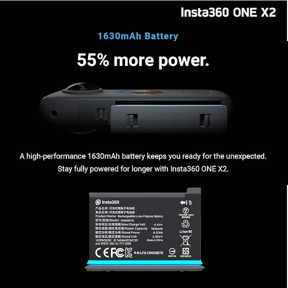 Insta360 ONE X2 360 Camera with Touchscreen - 5.7K30 360 Video, Front Steady Cam Mode, 18MP 360 Photo + InstaPano | Bundle Includes Invisible Selfie Stick (120cm) & 128GB Memory Card (3 Items)
