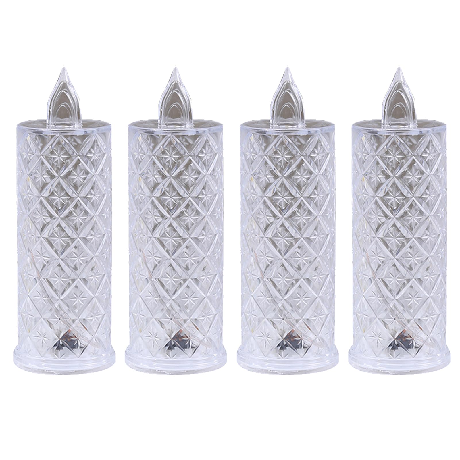 HOIXZCS Warm Colored Lighting with R Flameless LED Candles Transparent Lampshade for Weddings LED Flameless Candle Dazzling Candle Battery Light PP, 5.5 * 15cm