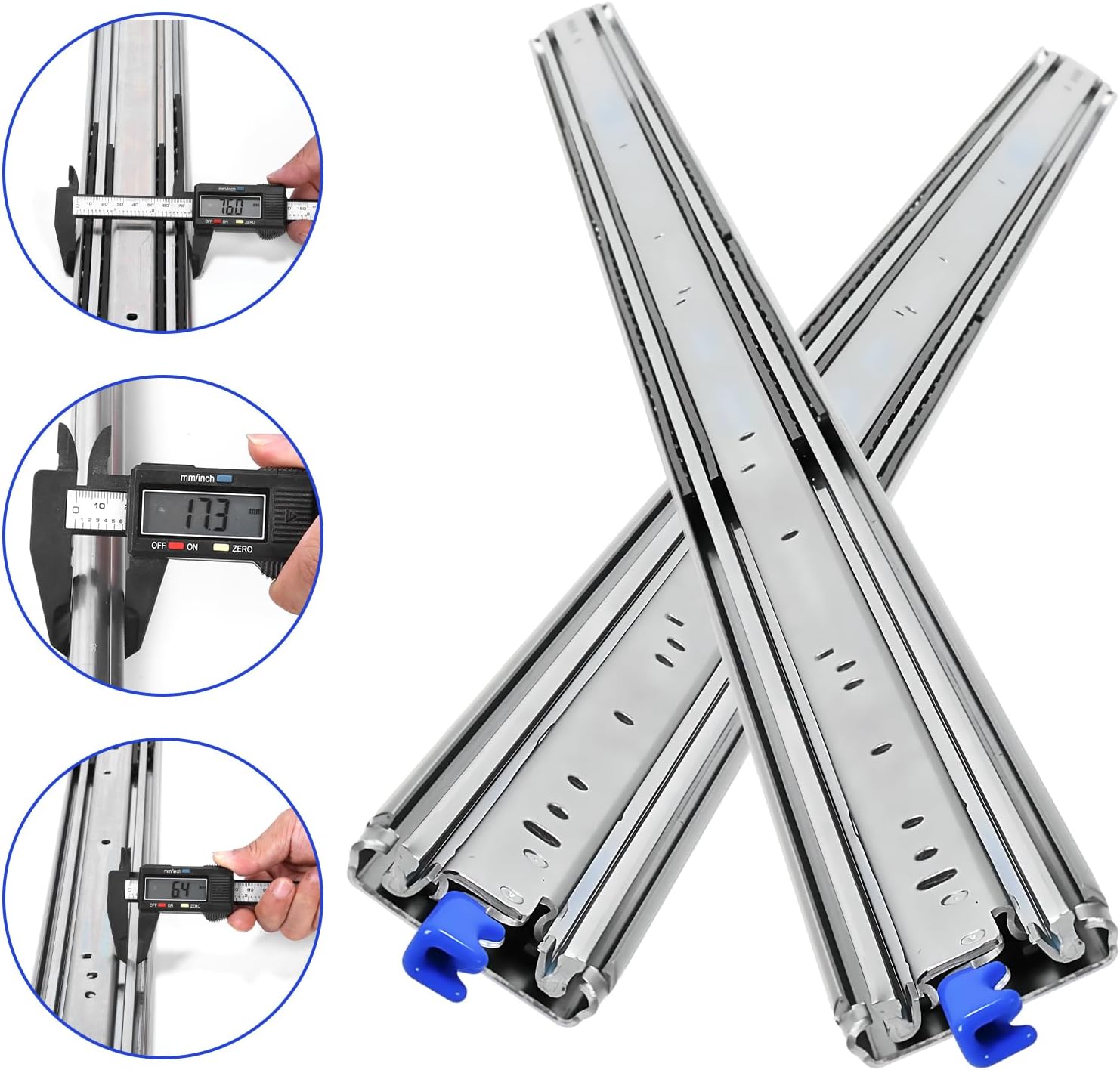 Generic Heavy Duty Drawer Slides with Lock Side Mount Industrial Slides Wear Resist Full Extension Ball Bearing Rails for RV Truck Mechanical Cabinet