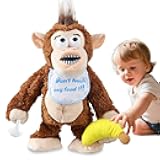 Interactive Banana Monkey Plush Toy Funny Toy Stress-Relieving Toys Don't Touch My Banana Crying Monkey, Gift for Or Adults