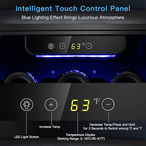 Miniatura 5 de ORALNER Refrigerador de vino de 15 pulgadas refrigerador compresor de 30 botellas integrado o independiente para vino tinto blanco con tapa de