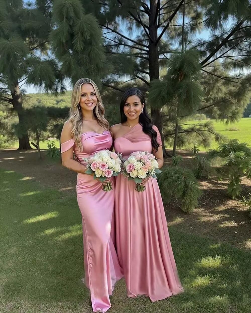 Satin One Shoulder Bridesmaid Dresses Tulle Prom Dresses for Women 2026 Long Formal Evening Gown