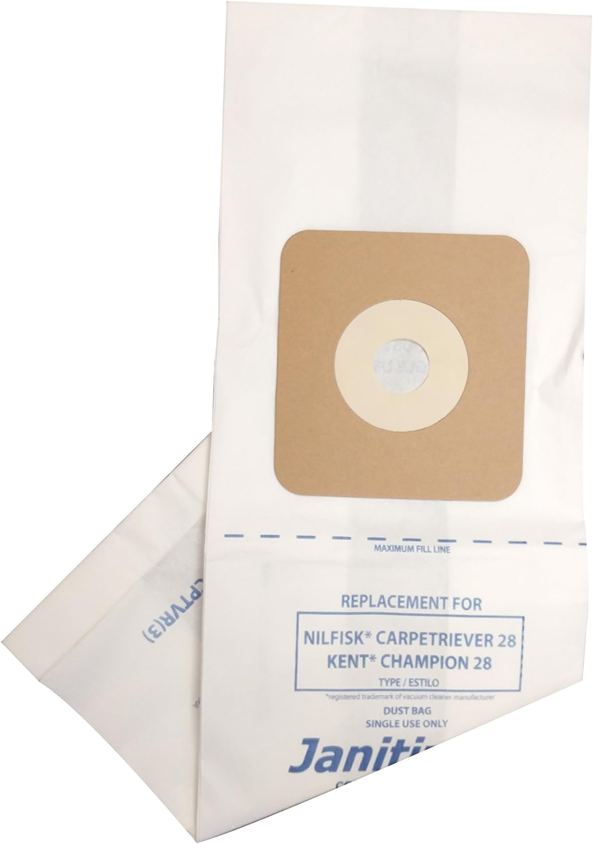 Janitized JAN-NFCPTVR(3) Premium Replacement Commercial Vacuum Paper Bag for Nilfisk Advance Carpetriever 28, OEM#56330690 (Pack of 3), Green