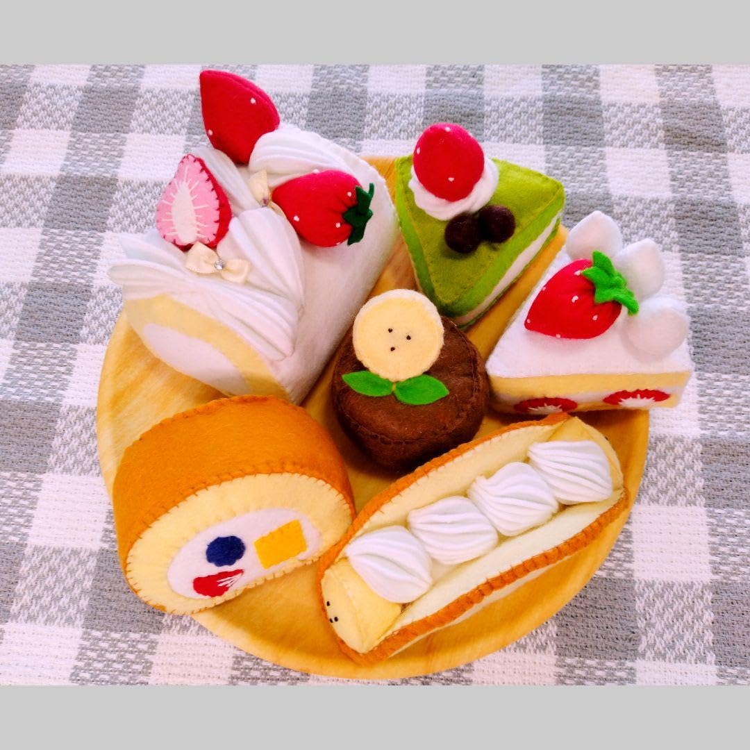 Amazon.co.jp: フェルトおままごと ケーキ屋さん♪ケーキ6個セット