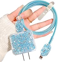 Vista 9 de CameCosy Protector de cable de lujo para iPhone de 18 W/20 W, diseño de borde ondulado, funda de línea de datos, protector de cargador de teléfono