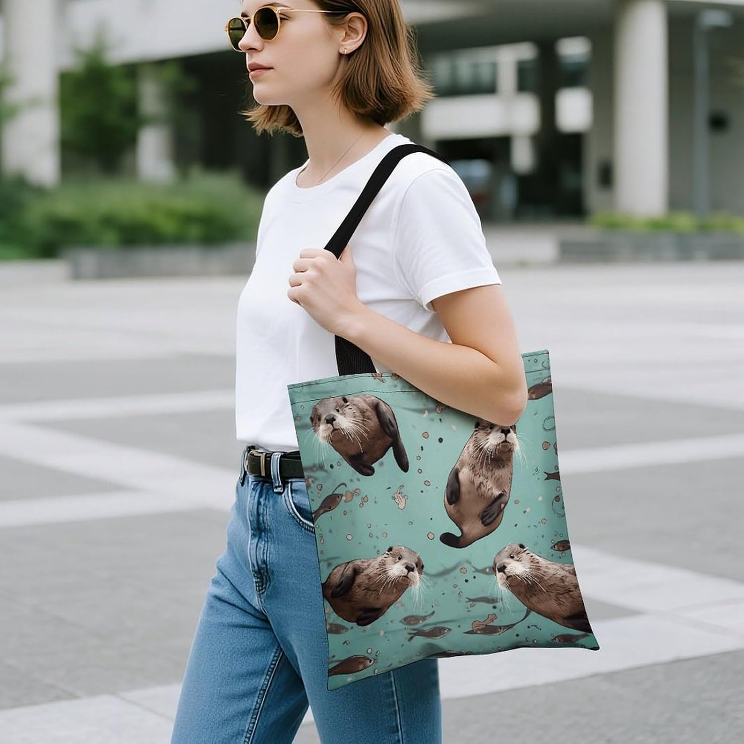 Cute Aesthetic Canvas Tote Bag for Women Lady Reusable Grocery Bag image 3