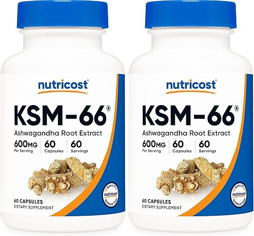 Miniatura 7 de Nutricost KSM-66 Extracto de raíz de Ashwagandha 600 mg, 60 cápsulas vegetales - Withanólidos de alta potencia al 5% - con BioPerine - Extracto