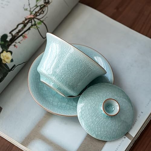 Miniatura 3 de Taza de té de Gaiwan Patrón antiguo chino Grieta de hielo Tazas de té chino Kung Fu Juego de té Gaiwan Sancai Tea Bowl Juego de té