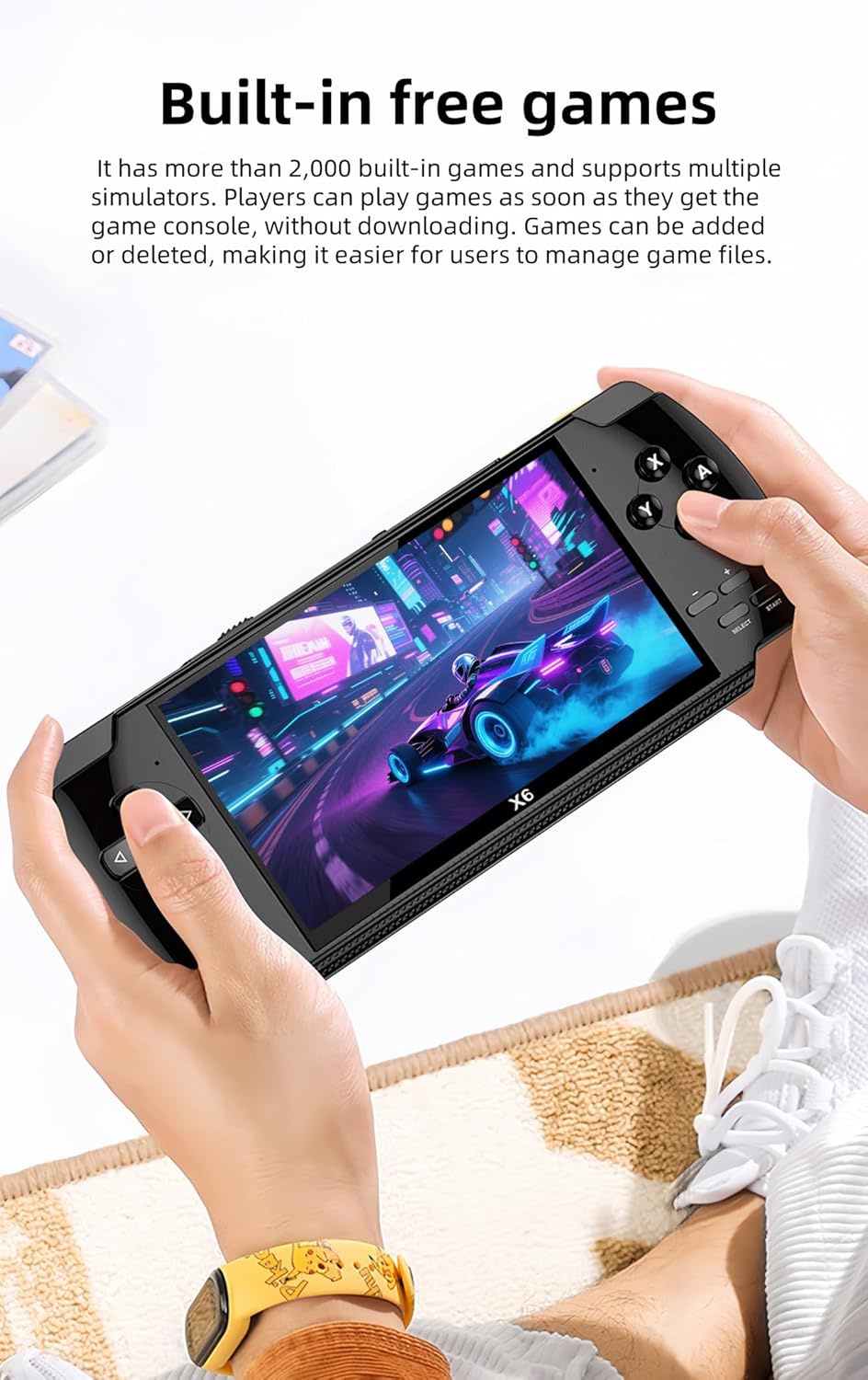 CUZCOP 4.3-inch Video Game Console Retro Portable Handheld Game Device Support Video/Music/E-book Playback Nostalgic Kid's Birthday/Christmas Gift/Toy Suitable for Home/Uutdoors/Travel (Black) - Image 3