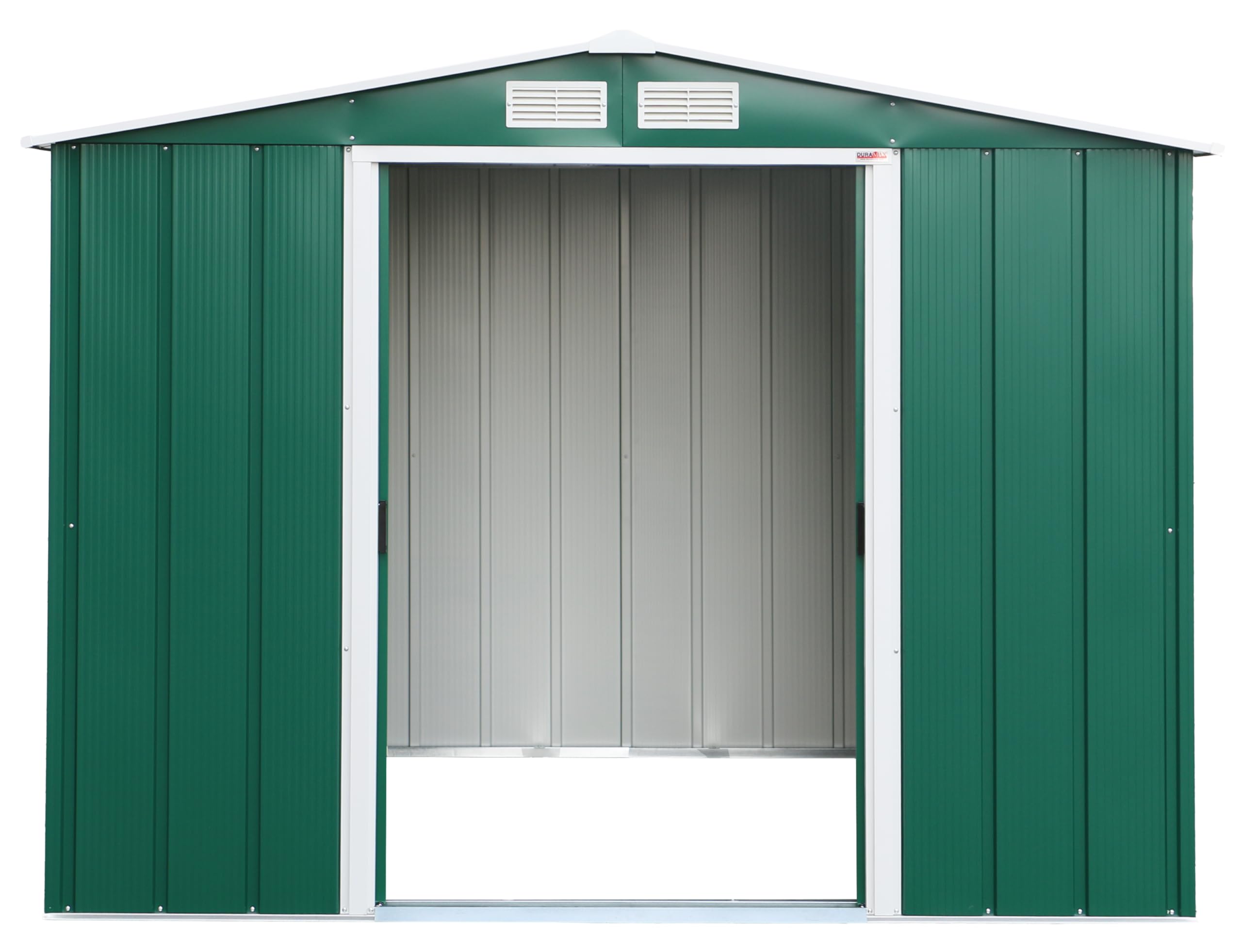 Duramax ECO 8 x 8 (5.89 m²) Metallgerätehaus, feuerverzinktes Metall gerätehaus - Geräteschuppen, verstärkte Dachkonstruktion, wartungsfreier und wetterfester Metallschuppen, Grün