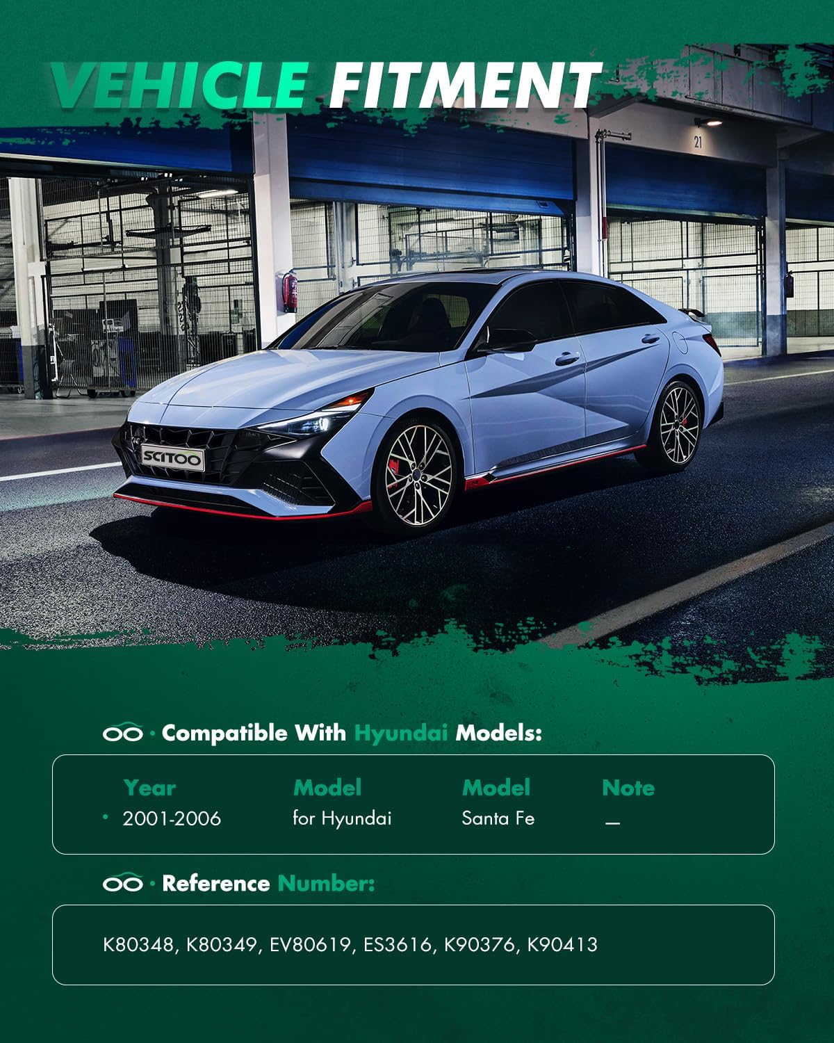 SCITOO 8pcs Front Suspension Kit Lower Control Arm w/Ball Joint Fit for Hyundai Santa Fe 2001 2002 2003 2004 2005 2006 Inner Outer Tie Rod End Sway Bar Link