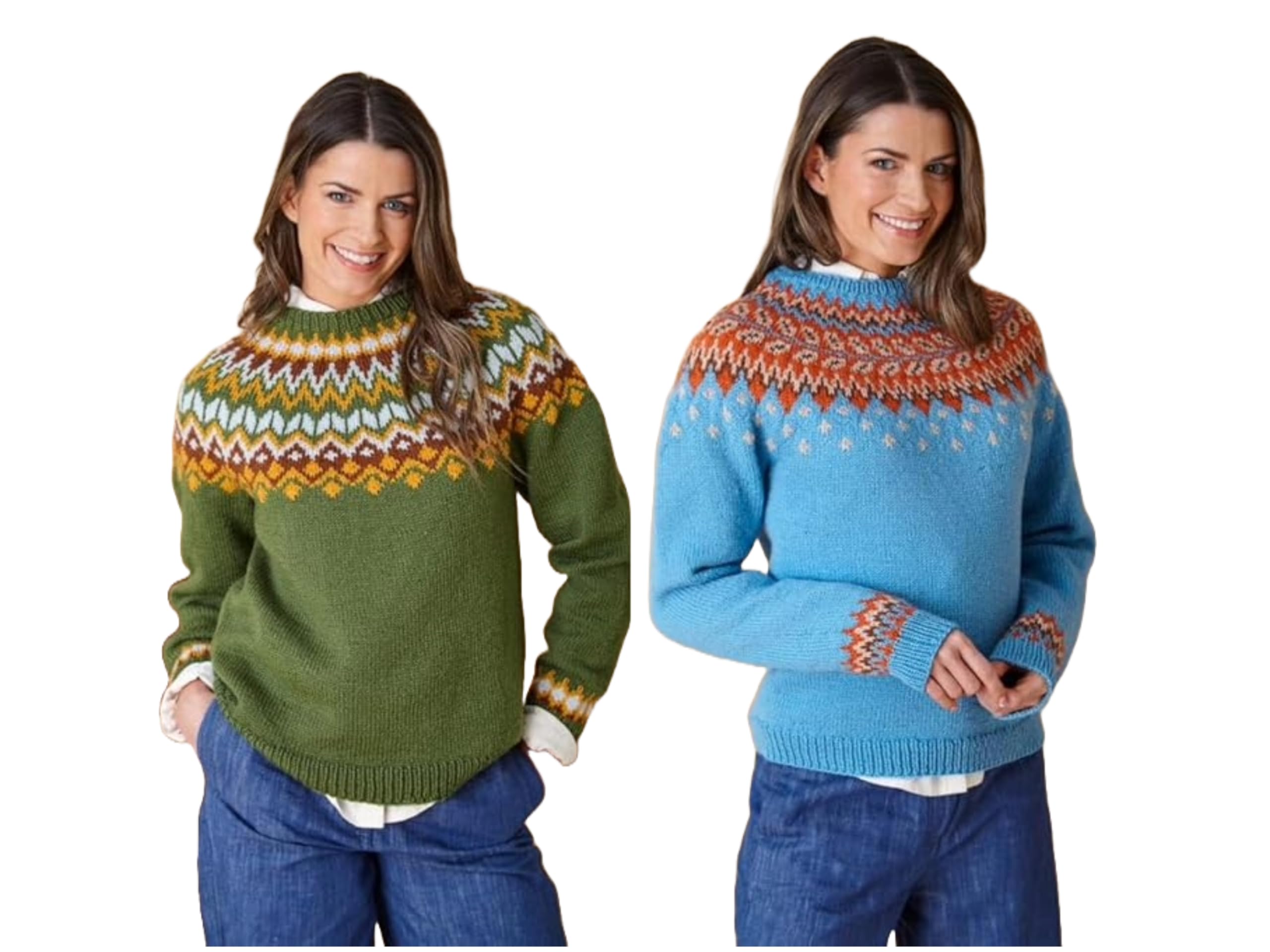 King Cole Knitting Pattern Ladies Double Knit Fair Isle Pattern Sweaters 6150