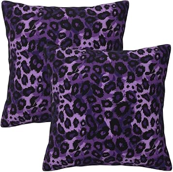 Purple Leopard Print Pillow Covers Set of 2 Animal Cheetah Throw Pillow Covers Indoor Outdoor Decorative Linen Pillow Covers for Couch Bed Sofa Cushion Pillowcases 18x18