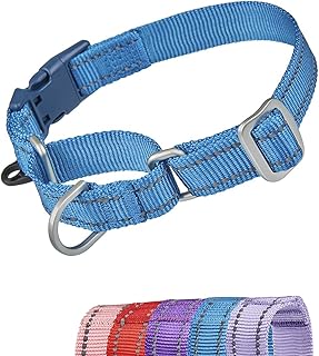YUDOTE Reflektierende Martingale Hundehalsbänder, ausbruchsicheres Anti-Zug-Trainingshalsband mit Sicherheits-Schnellverschluss für schmale Kopfhunde erleichtern das Gehen,Mittel,Blau product image