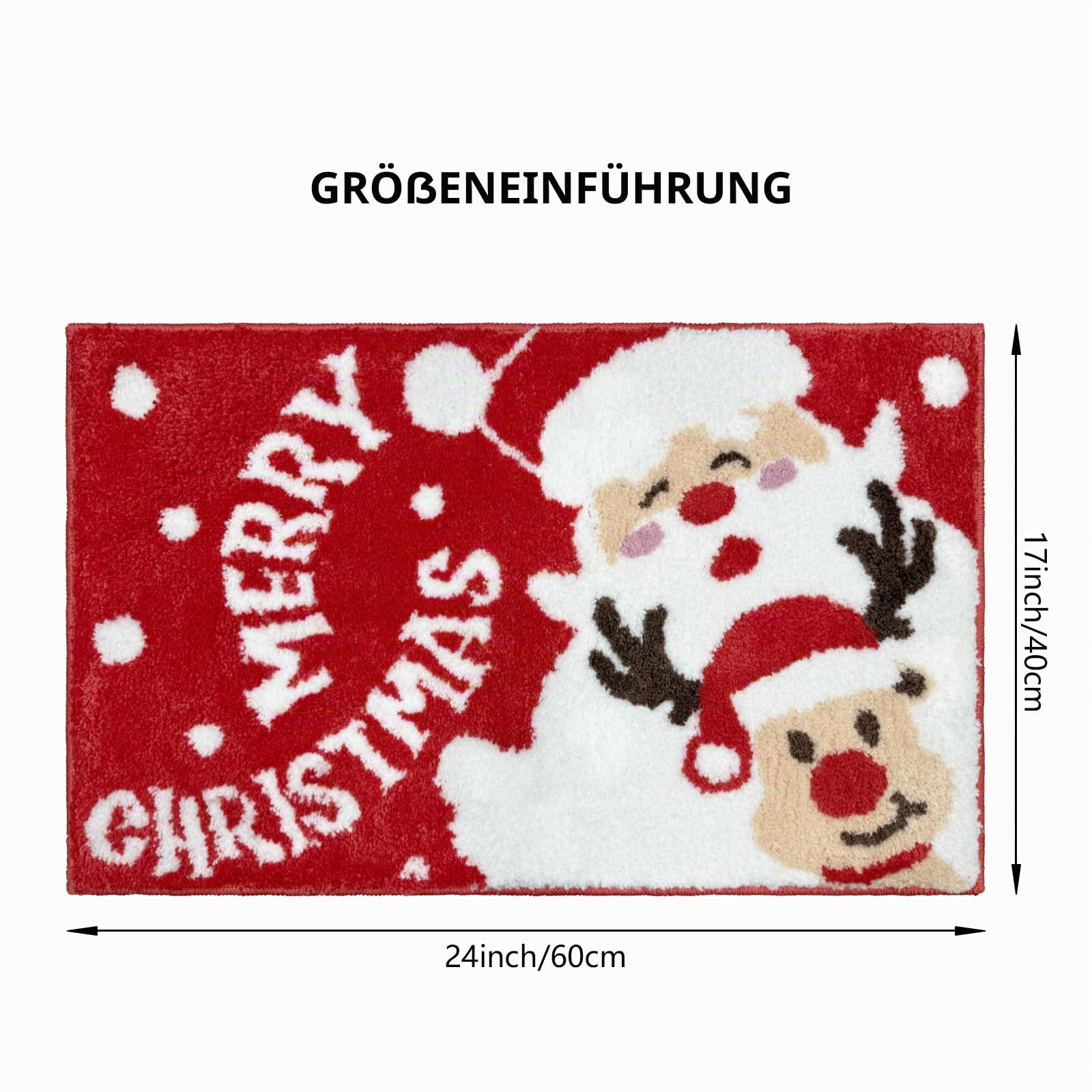 APROPHIC Weihnachten Badezimmer Teppich 50x80 cm, Santa Rutschschutzmatte, Niedliche Hirsch Reinigbar Badematte, Ultrafeine Mikrofaser Wasserabsorbierende Badematte, Geeignet Für Badezimmer, Wäscherei