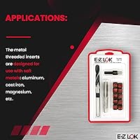 Vista 5 de E-Z LOK EZ-310-8 Kit de reparación de roscas para insertos roscados de acero al carbono metálico 1/2-13 y herramientas de instalación, negro
