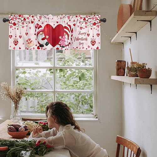 Vista 48 de Christmas Window Valance Blue Gnomes Snowflake Bird on the Branch Pattern, 54x18 inch, Polyester, Light Filtering, Rod Pocket, Kitchen, Living Room