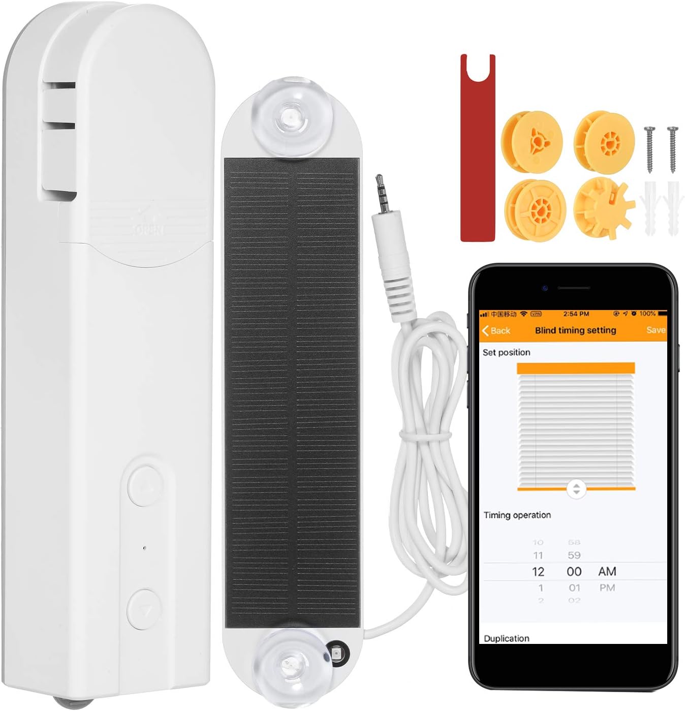 Solar Powered BT Control Smart Blinds Drive Motor Tuya WiFi Motorized Chain Roller Voice Control Shade Shutter Drive Motor Work With Alexa Google Home Support Time Scene and Group Mode