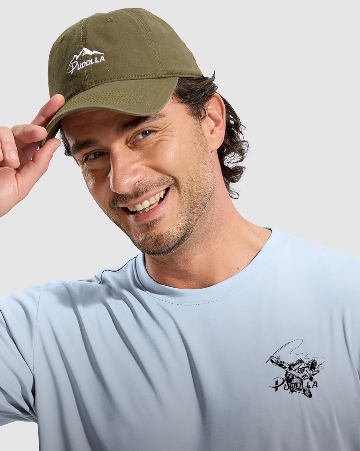 Pudolla Men's Fishing Swim Graphic Shirts Short Sleeve Sun Protection UV UPF 50+ SPF Tee Quick Dry Lightweight Water Tops