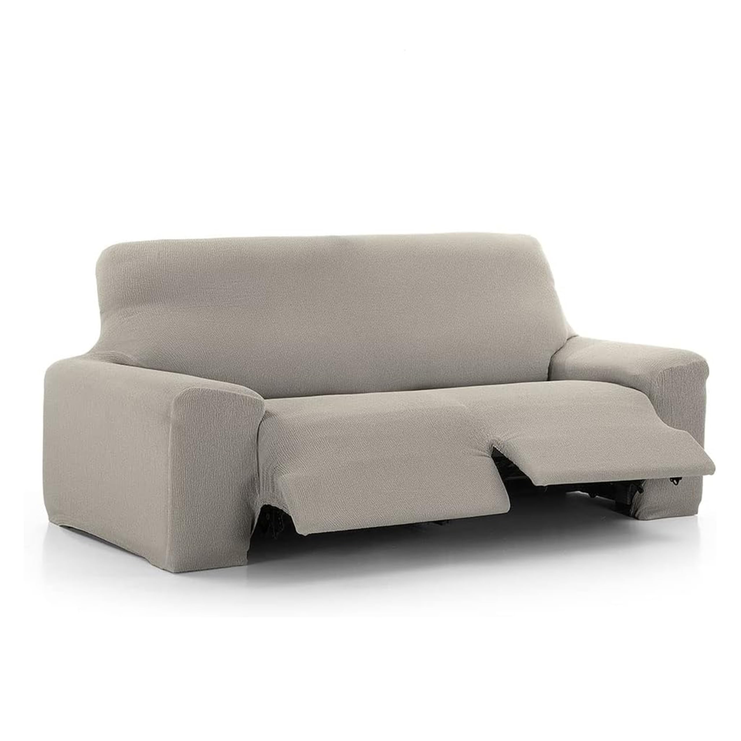 MAXIFUNDAS | Funda de Sofá Relax 3 Plazas con 2 Pies | Color Gris Claro | Funda para sofá reclinable | Ajuste fácil colocación | Modelo Vega. OEKO-TEX STANDARD 100