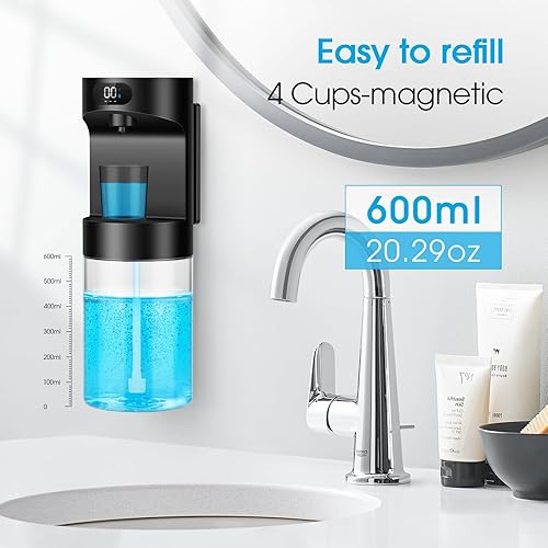 Miniatura 5 de Dispensador automático de enjuague bucal para baño, dispensador de enjuague bucal eléctrico sin contacto de 20.29 onzas, juego de accesorios de baño