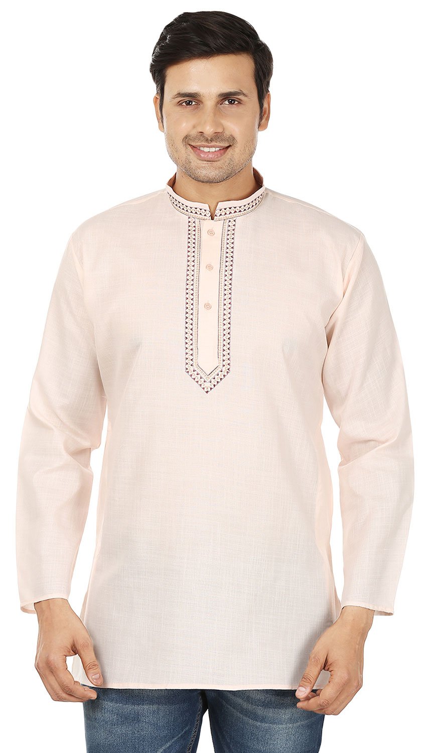 Kurta para hombre MapleClothing manga larga en color beige s ideal para un look relajado 7