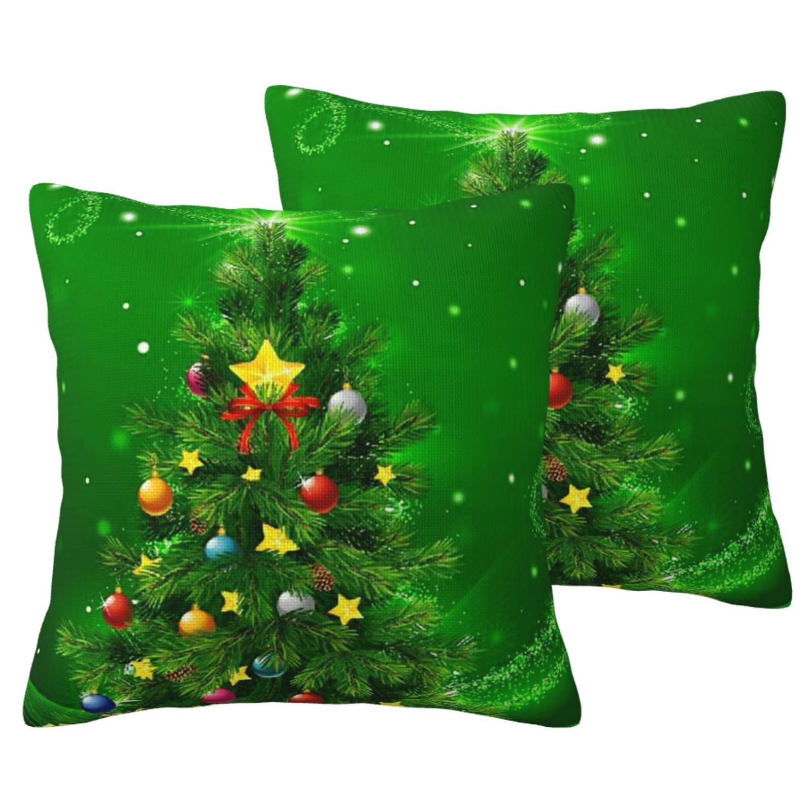 Housse de coussin imitation lin sapins de Noël pour canapé et salon