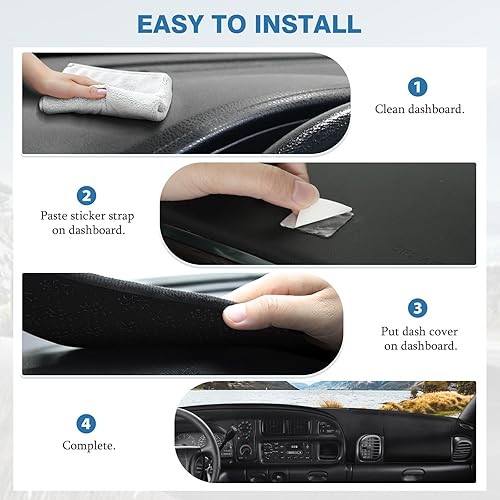 Miniatura 7 de FIILINES Cubierta de salpicadero de ajuste personalizado para Dodge Ram 1500 2500 3500 1998-2001 cubierta de tablero Accesorios Ram Mat Parasol,