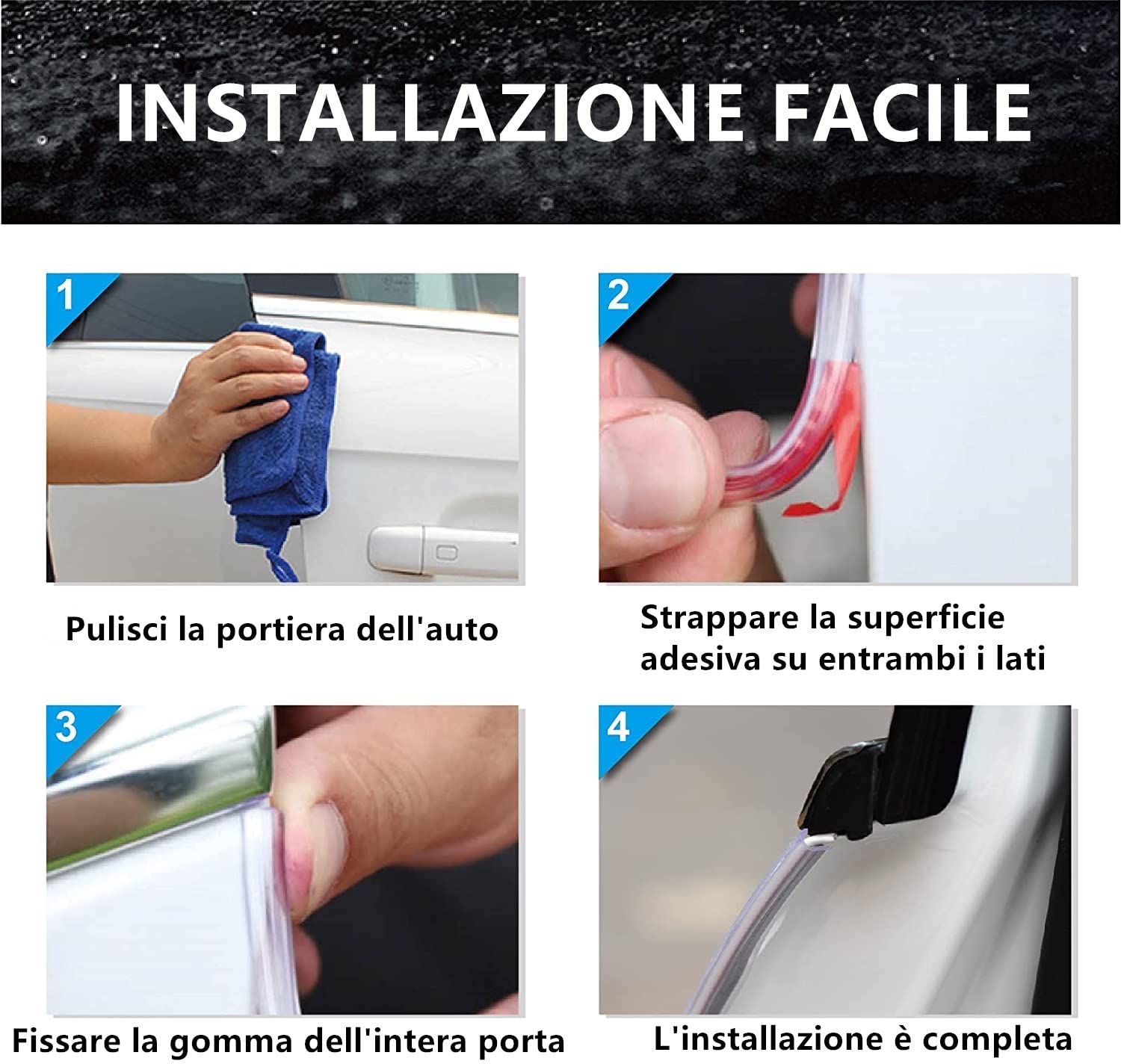 Proteggi bordo auto Striscia 5M protezione bordo in gomma protezione guarnizione a forma di U protezione bordo auto, per Bordi dell'auto per Maggior Parte delle Auto Trasparente