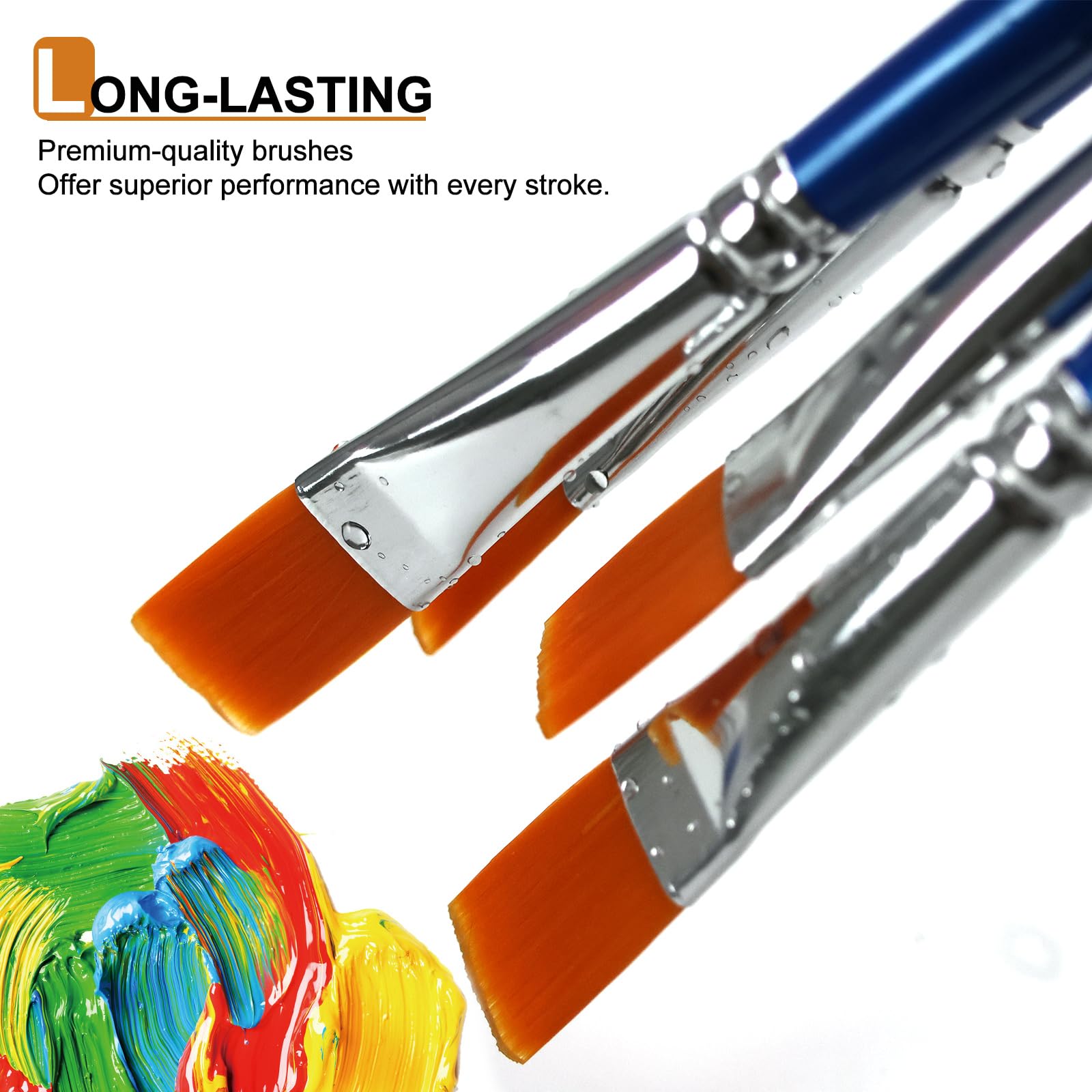 GACDR Pinceles planos de 1,27 cm para pintura acrílica, paquete de 40 pinceles pequeños a granel con mango de madera para acrílico, acuarela, óleo, manualidades, arte facial y corporal