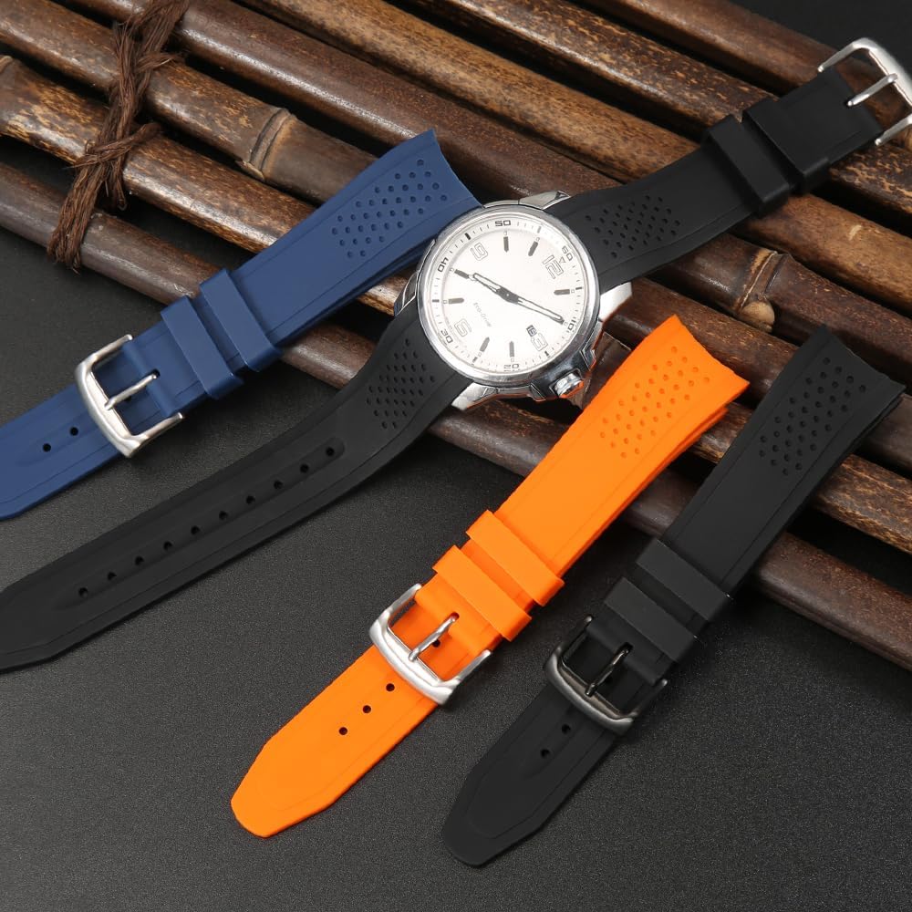WRISTARMOR 23mm Silicone Watchband Compatible with Citizen Men's Eco-Drive Weekender Sport Strap AW1158-05L AW1150-07E Curved End Replacement Bracelet